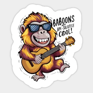 Funky Baboon Jam Session Sticker